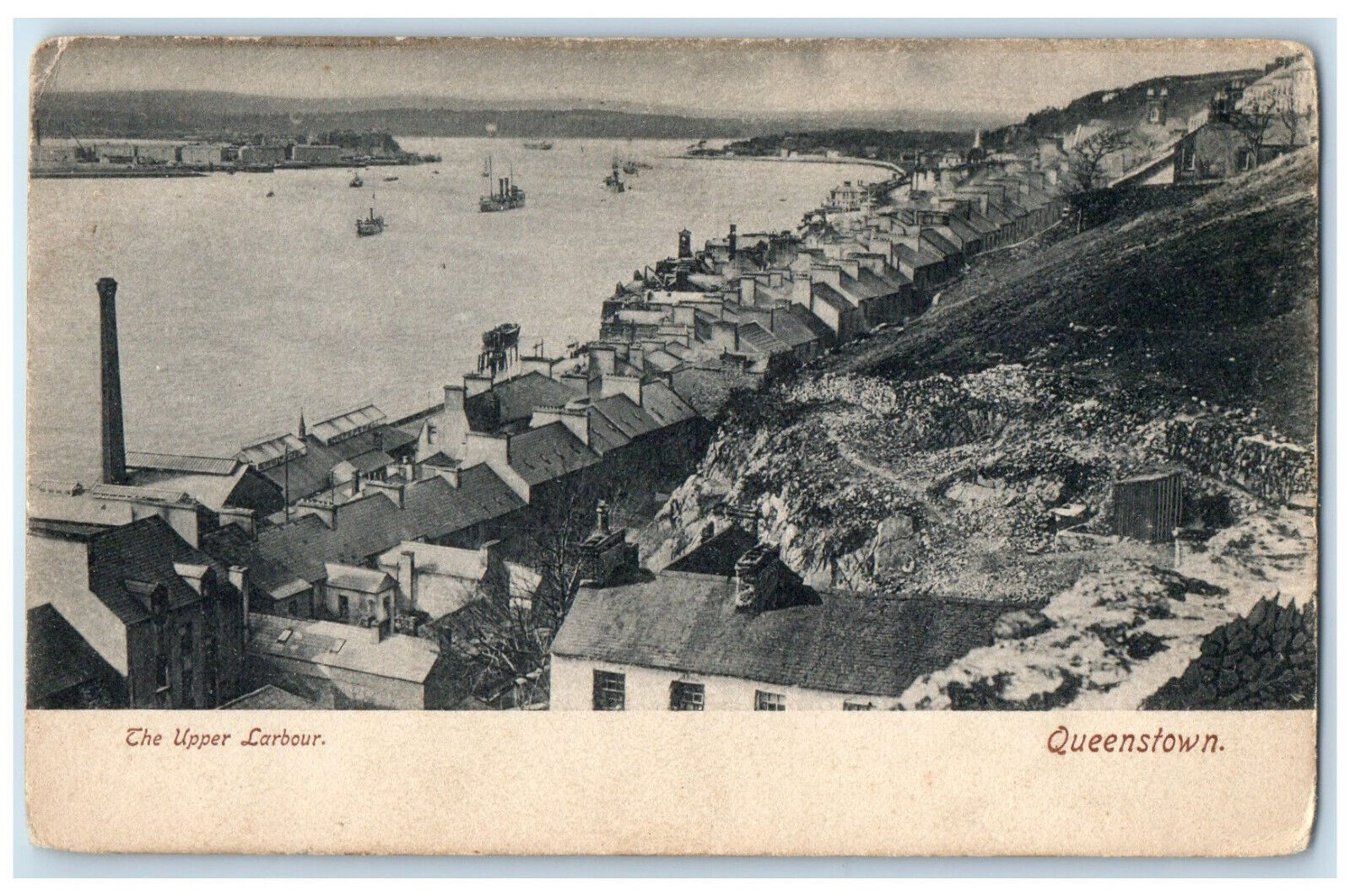 c1905 Ship Landing Buildings The Upper Larbour Queenstown Unposted Postcard