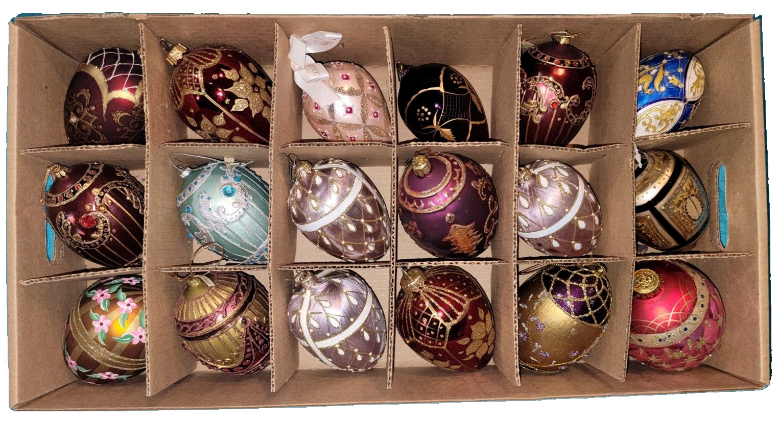 Jumbo Glass Christmas Egg Shaped Holiday Ornament. (EACH)