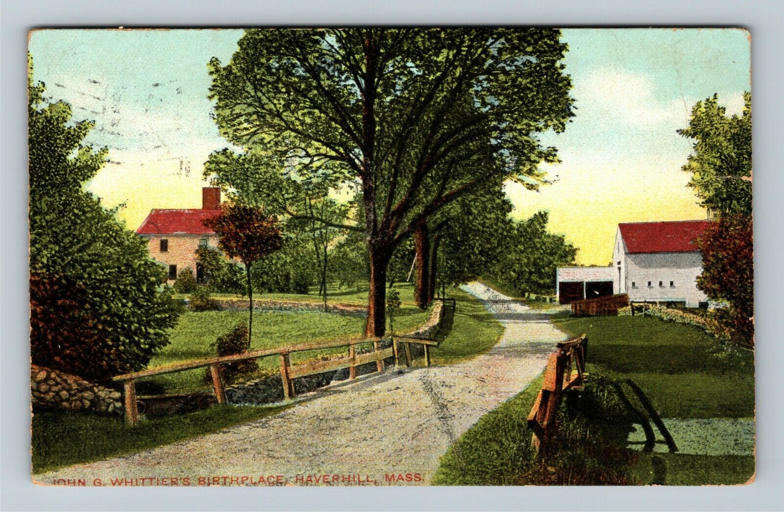 Haverhill MA-Massachusetts, John Whittier\'s Birthplace, c1907 Vintage Postcard
