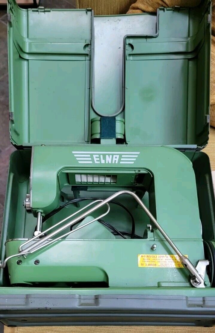Vintage 1950 ELNA GRASSHOPPER Sewing Machine With Case, Manuals, Accessories.