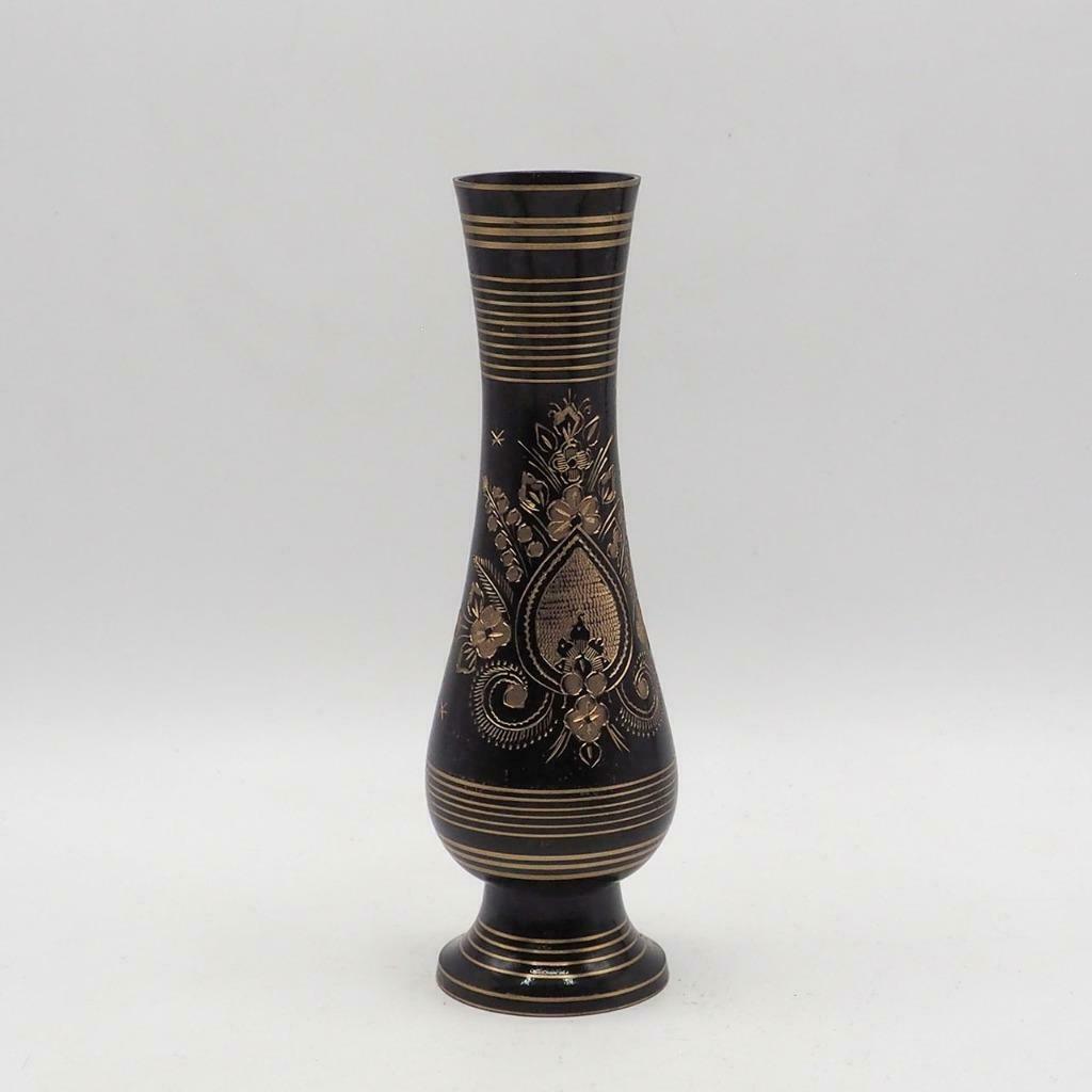 Vintage Brass Vase Damascene made in India