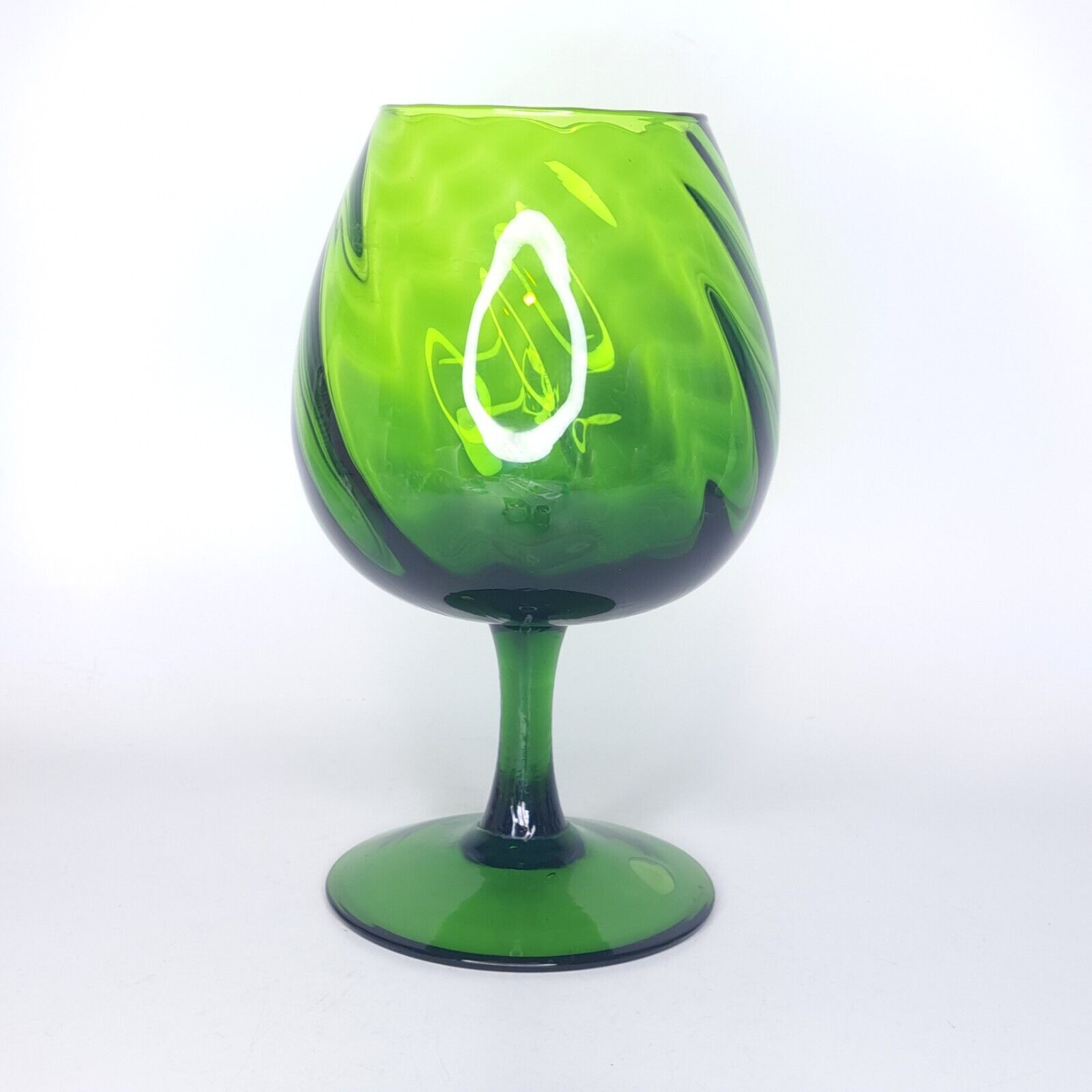 VTG Empoli Swirl Verde Green Giant Wine Glass Italian Art Vase MCM 8.5\