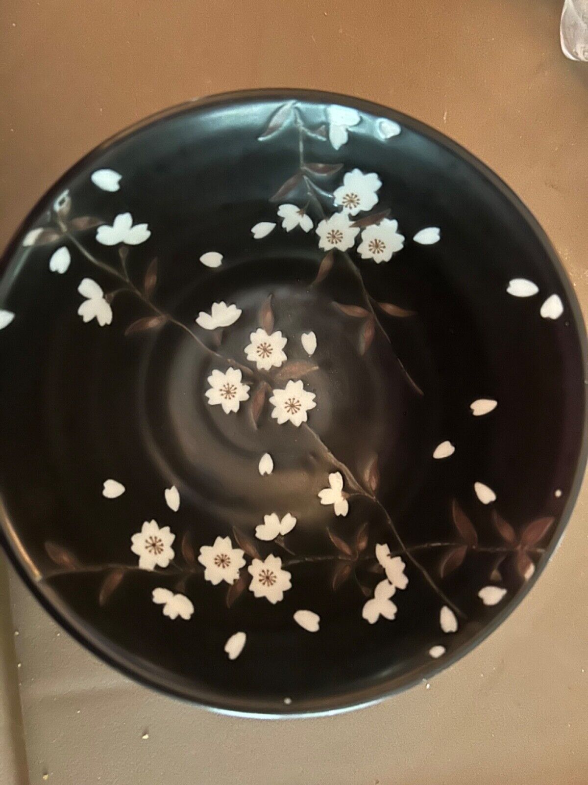 Set 4 Vintage Black Sakura Cherry Blossom Rice Bowls