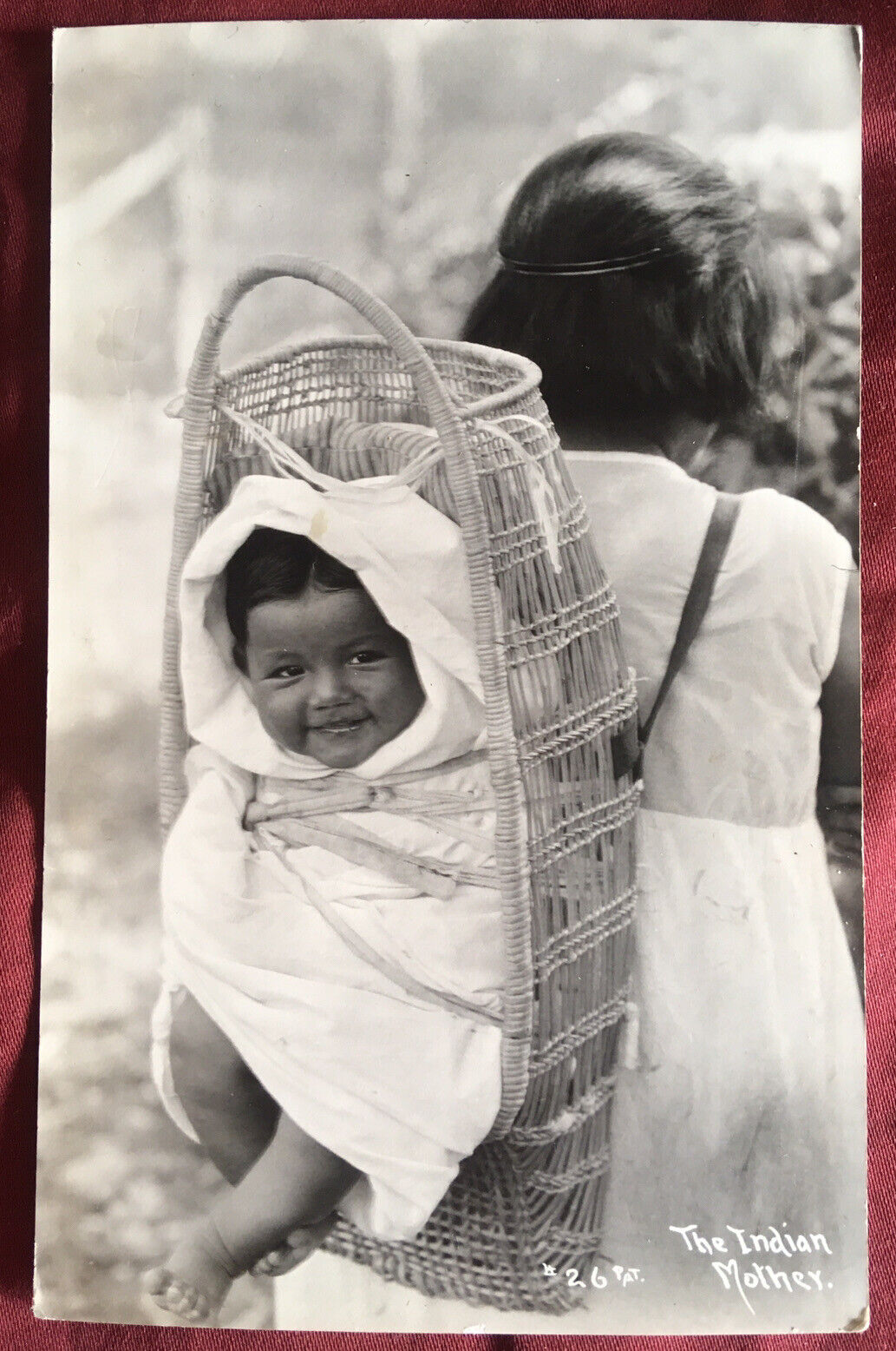 The Indian Mother RPPC Real Photo Postcard Native American Baby Papoose Unused