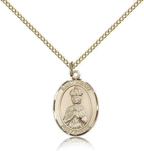Saint Henry Ii Medal For Women - Gold Filled Necklace On 18 Chain - 30 Day M...