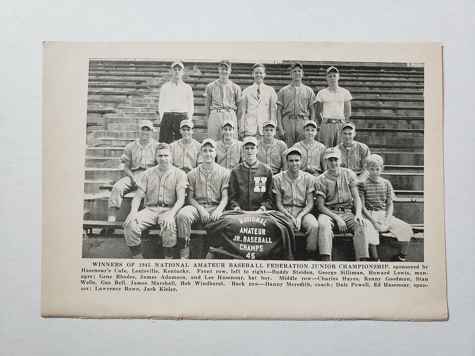 Hasenour\'s Cafe Louisville Kentucky Baseball 1945 Team Picture