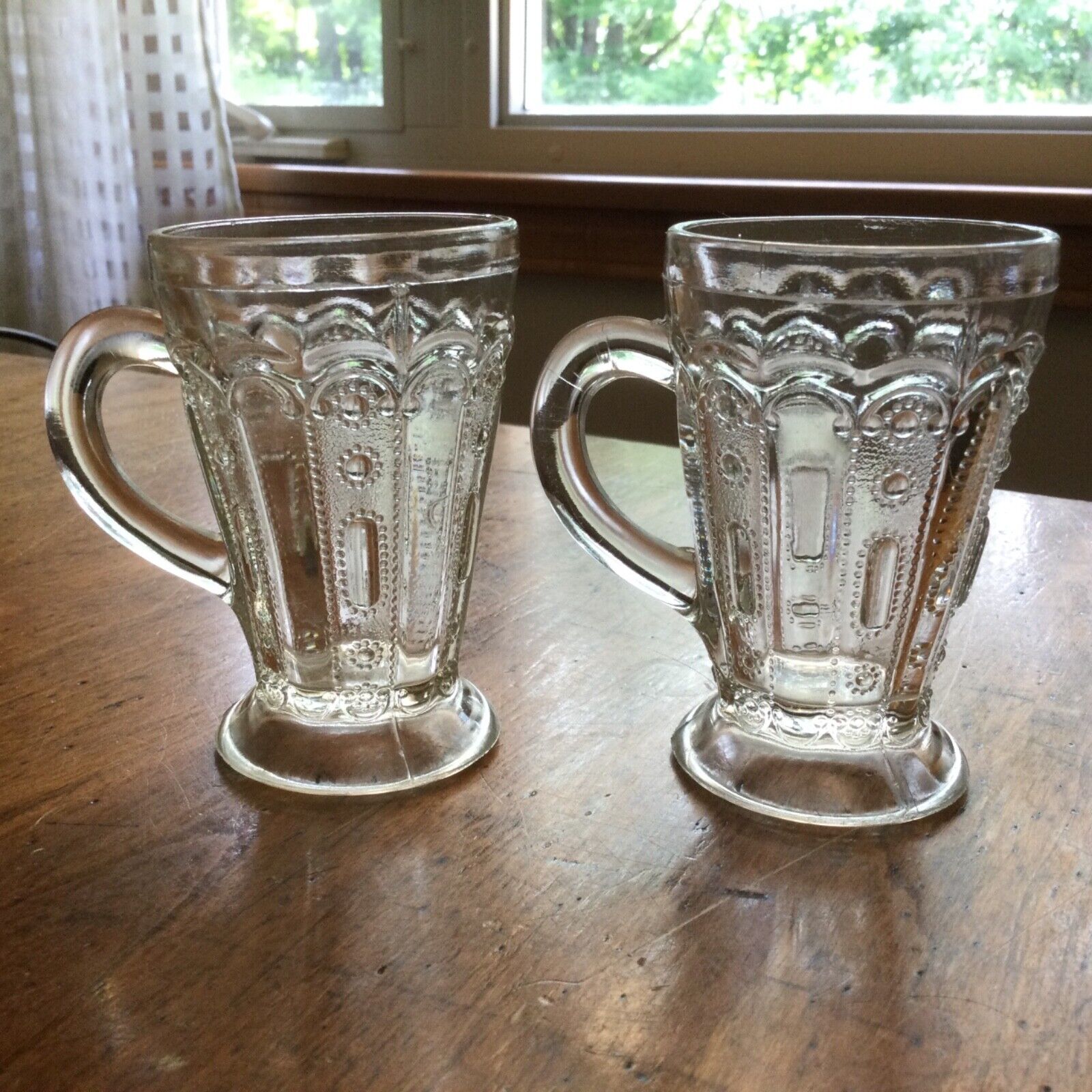 Jewel With Dewdrop Pattern Pair Of Toy /Small Handled  Glasses -AKA Kansas