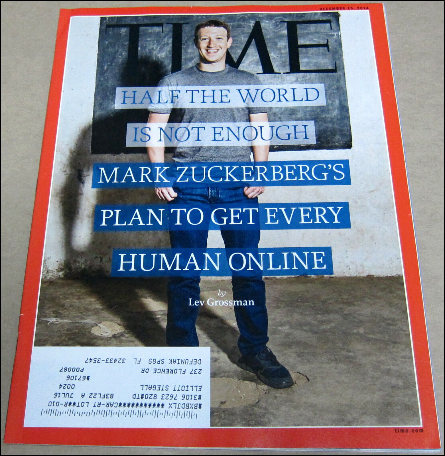12/15/2014 Time Magazine Mark Zuckerberg Facebook