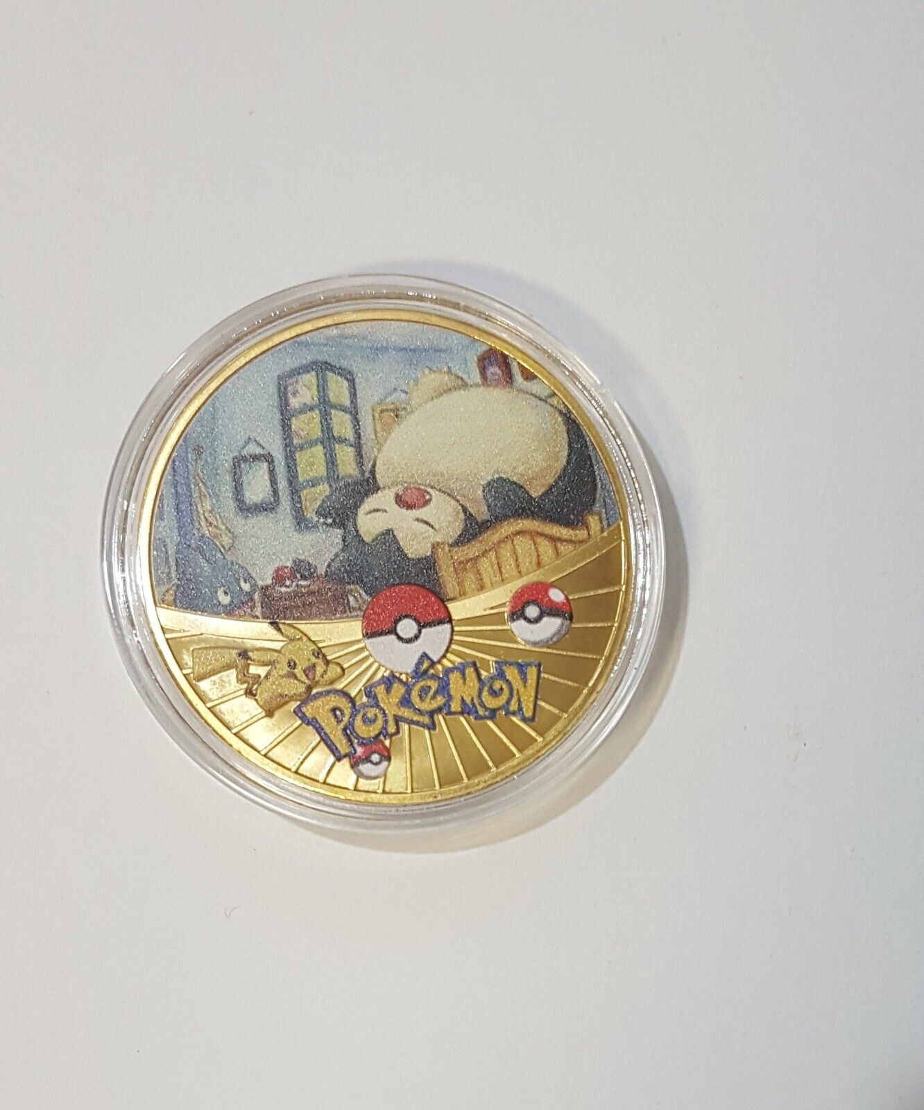 Pokemon Snorlax Van Gohn Golden collector\'s coin with plastic protector 