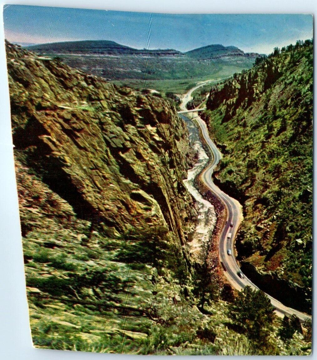 Postcard - Big Thompson Canyon road and the rushing river on U.S. 34 - Colorado