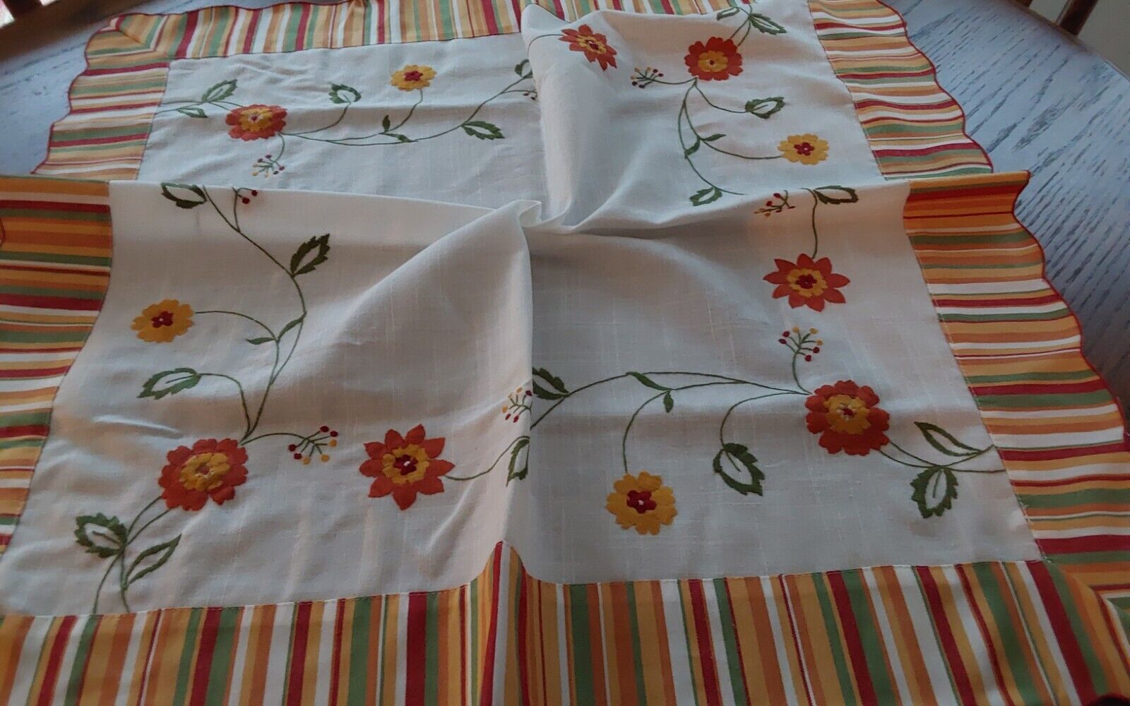 BEAUTIFUL EMBROIDERED TABLE CLOTH WITH SEWN BORDER
