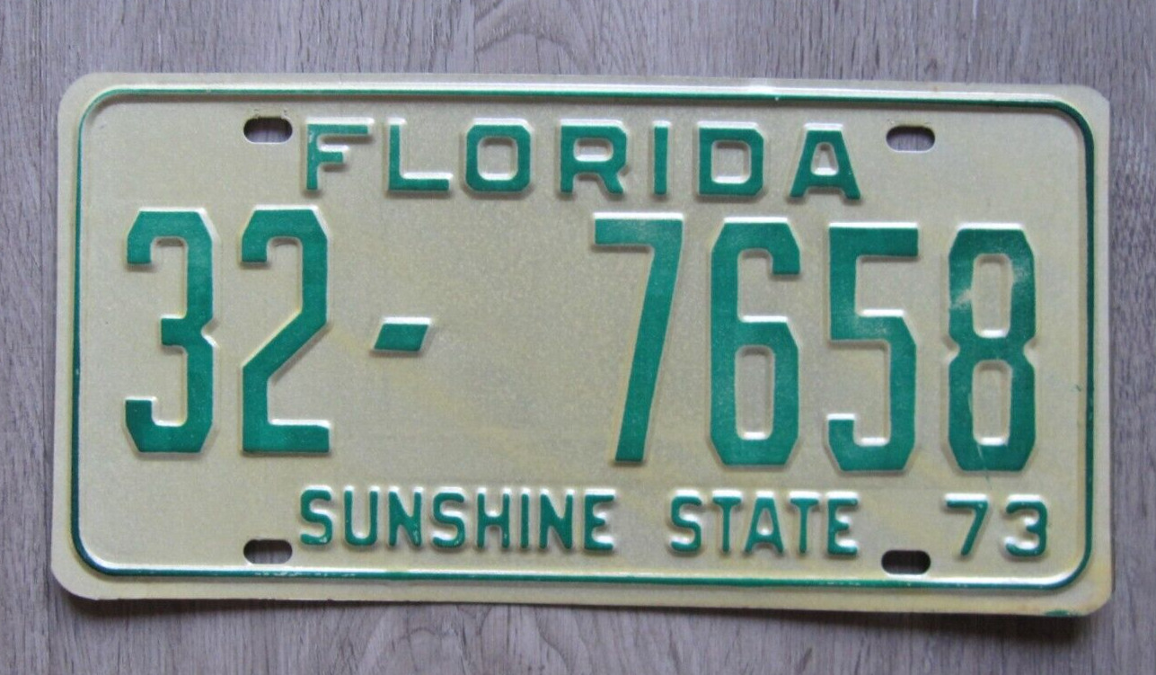 1973 Florida License Plate sunshine state tag Indian River County 32-7658