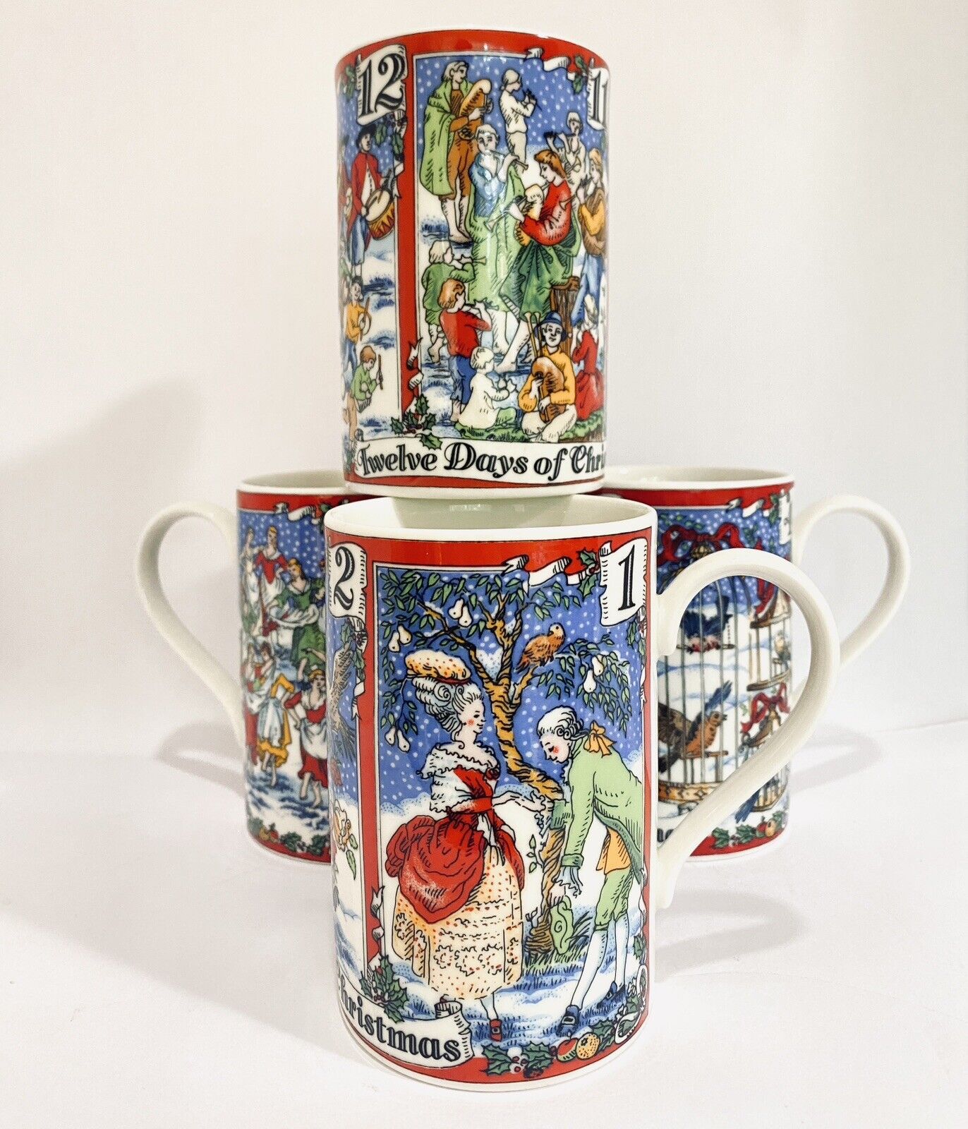 DUNOON 12 Days Of Christmas Mugs (Set Of 4) 1st Day Through 12th Day - Scotland