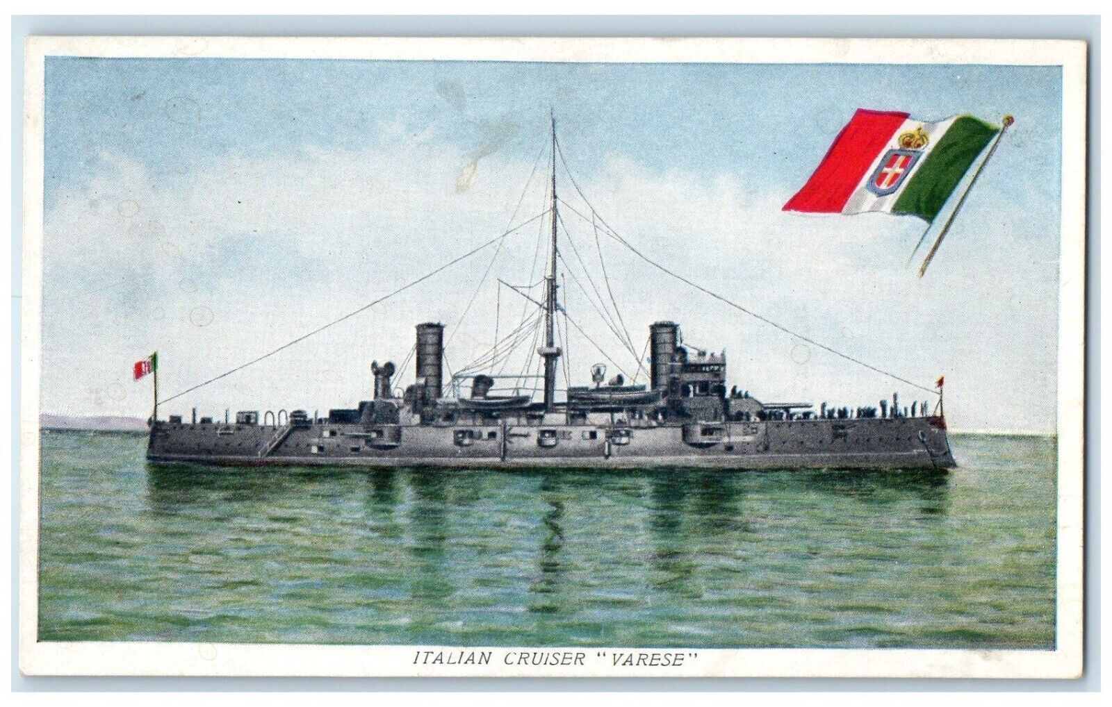 c1910\'s Italian Navy Armored Cruiser Varese Newark New Jersey NJ Postcard