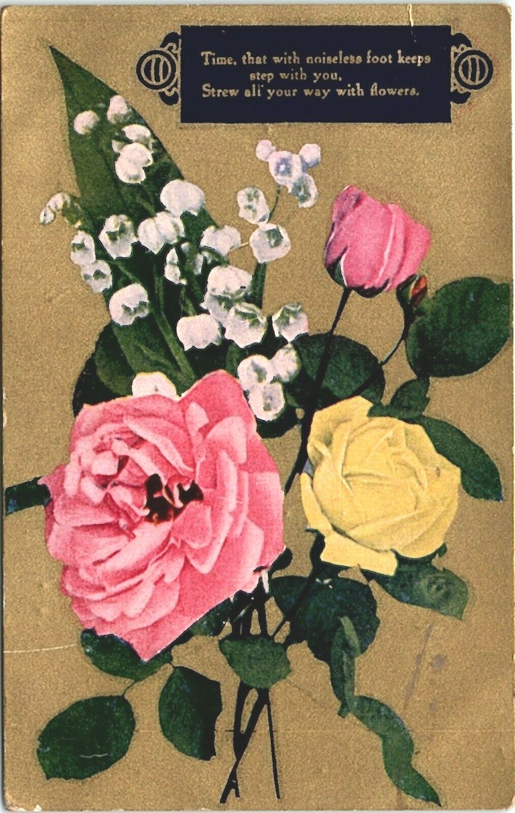 c1900s Metallic Botanical Floral Flower Postcard Color Posted Stamp Divided Back
