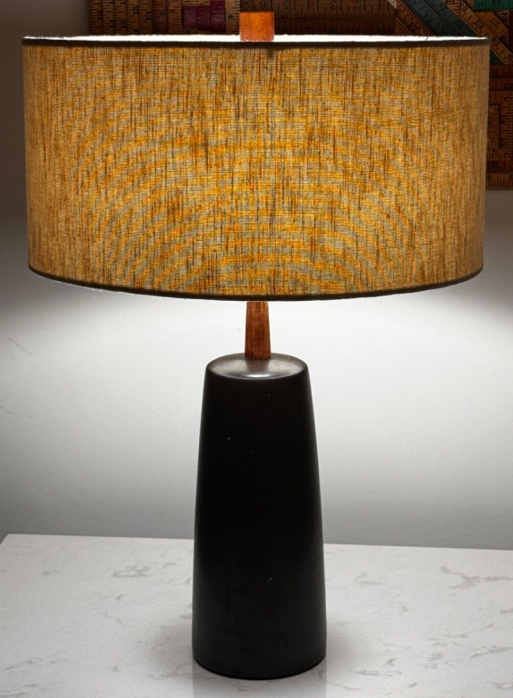 Martz Marshall Ceramic Studio Art Pottery Wood Table Desk Lamp Light Vtg Mcm Old