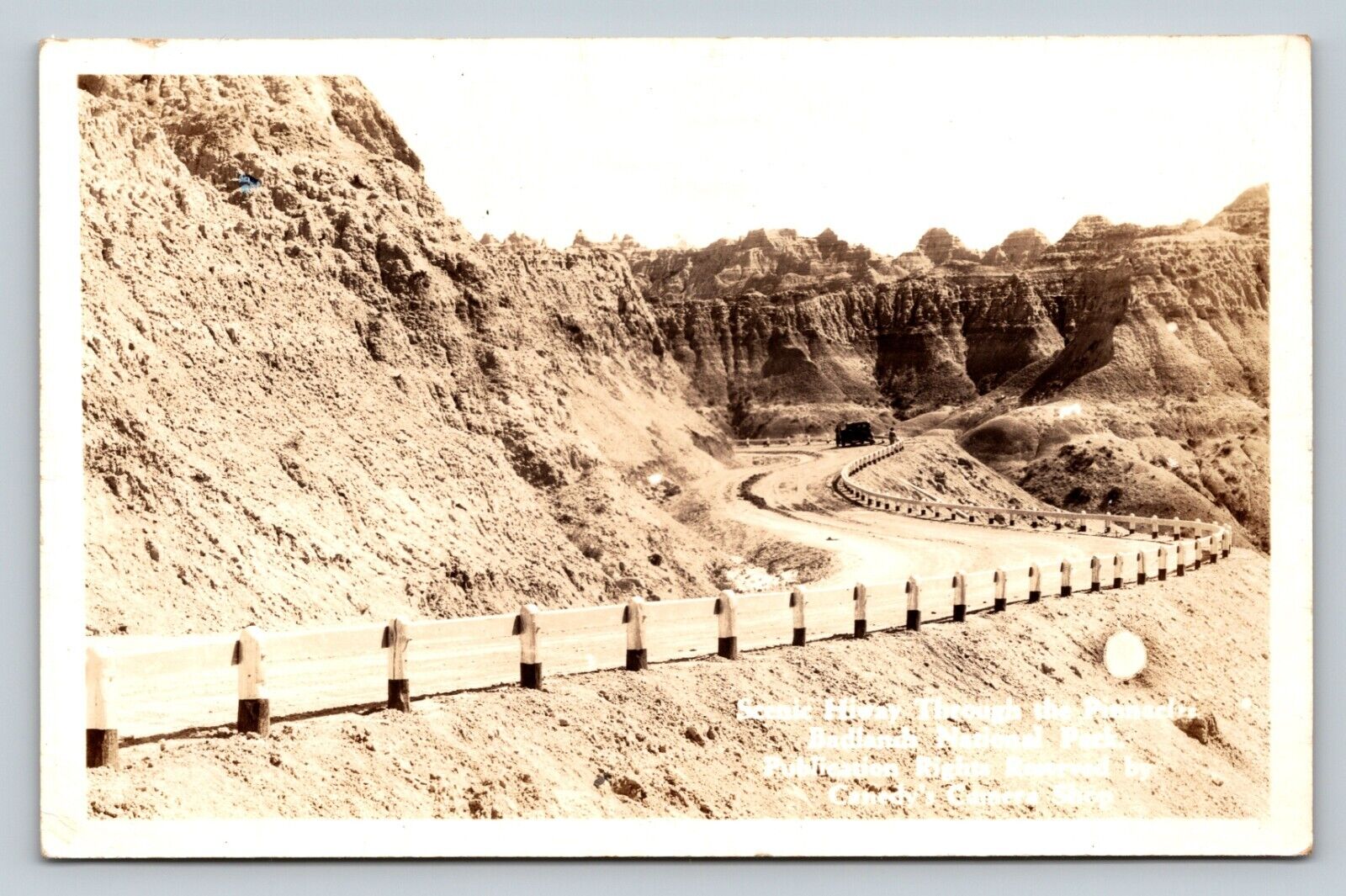 c1940s RPPC Scenic Highway Through BADLANDS NATIONAL PARK VINTAGE Postcard EKC