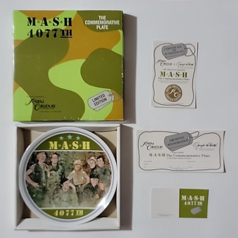 MASH VTG 1982 M*A*S*H* Commemorative Plate Royal Orleans Ltd Edition w COA & Box