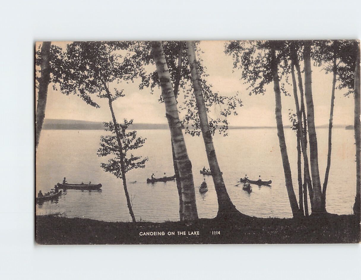 Postcard Canoeing On The Lake USA North America