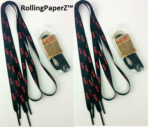 TWO PAIR OF RAW Rolling Papers Poker Shoelaces with Metal Poker Ends