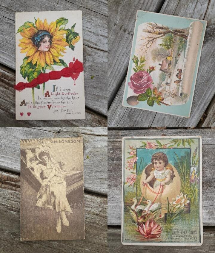 Antique Victorian Lot of 60 Postcards Christmas, Birthday, Women Early 1900s