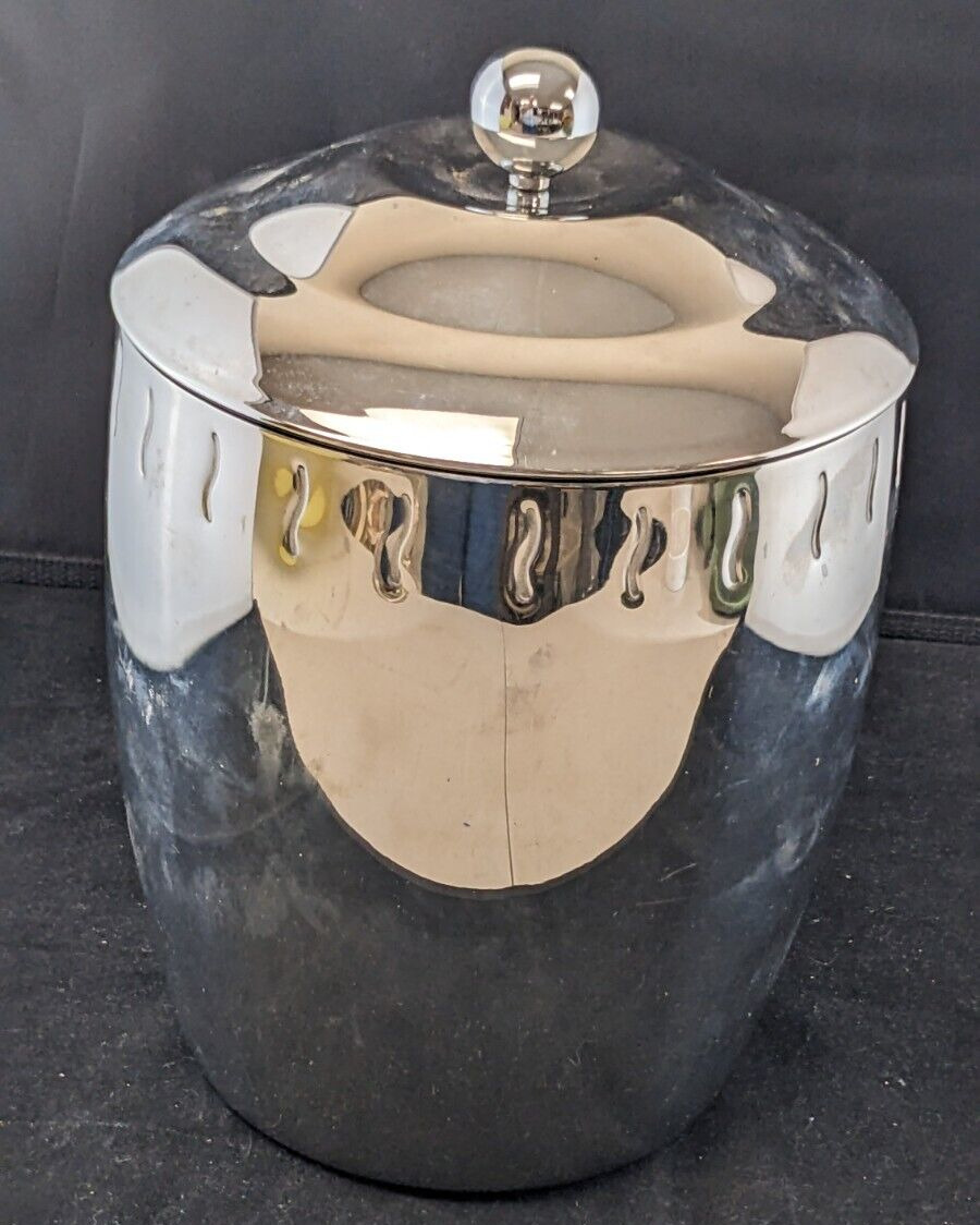 Copco Stainless Steal Ice Bucket Barware with Lid Chrome Finish EXCELLENT COND
