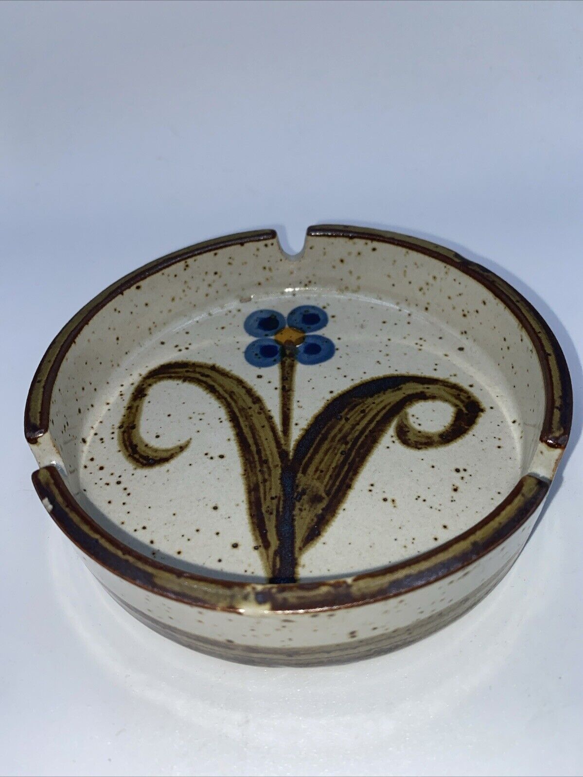 Groovy Boho Ceramic Stoneware Japan Ashtray Flower Vintage MCM