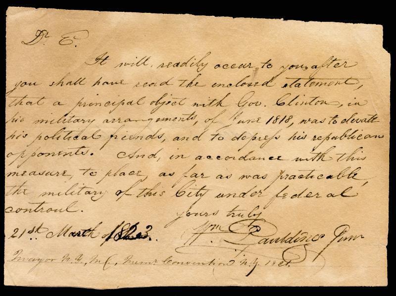 WILLIAM PAULDING JR. - AUTOGRAPH LETTER SIGNED 03/21/1823