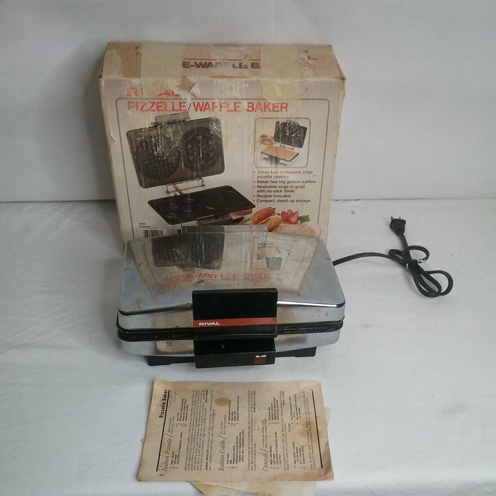 Vintage Rival Pizzelle/Waffle Baker-TESTED & WORKS - Made USA