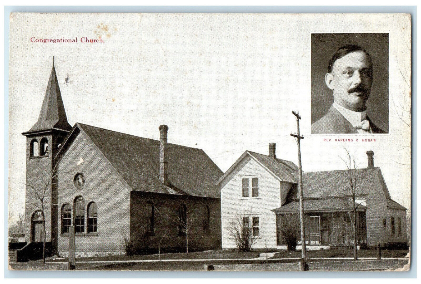 1909 Congregational Church Rev. Harding R Hogan Amery WI Posted Postcard