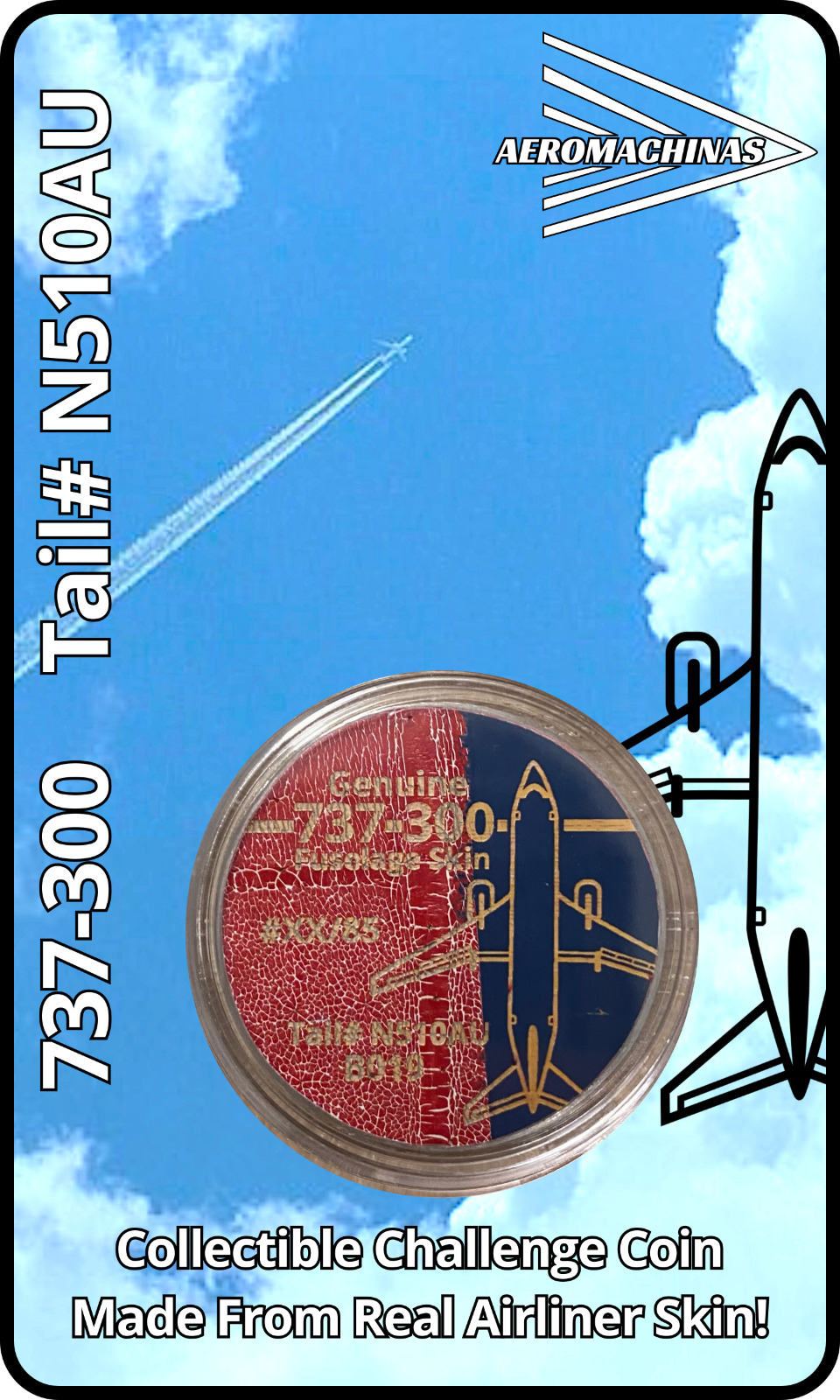 Blue and Red Boeing 737 Aircraft Skin Challenge Coin