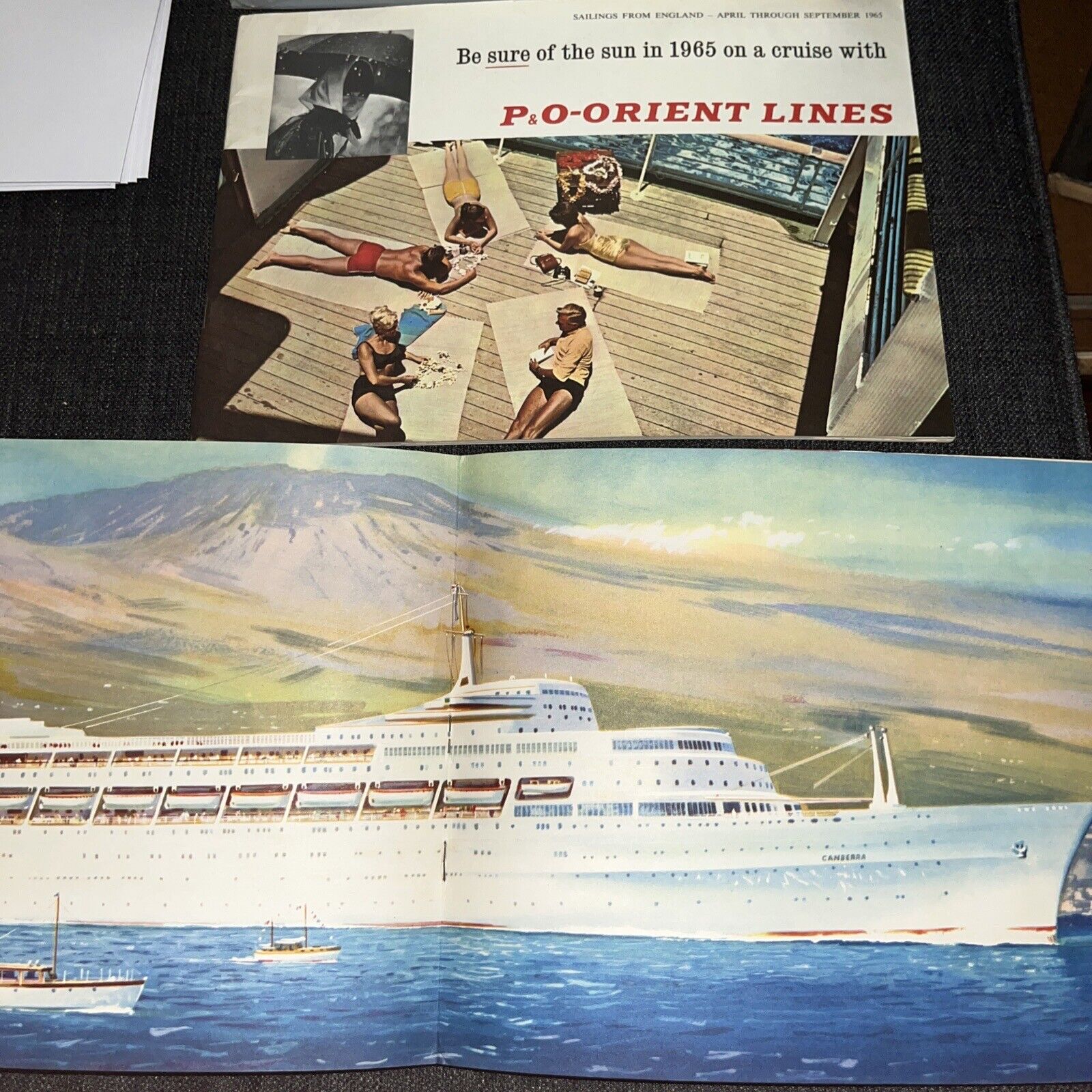 2 Vintage P&O Orient Lines Sailing Schedule Advertisements Canberra Cruise 1965