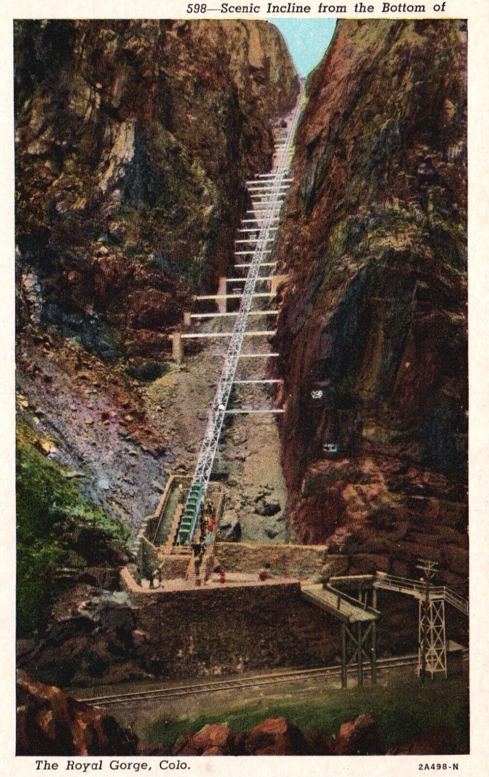 Postcard CO Scenic Incline from Bottom of Royal Gorge WB Vintage PC H4698