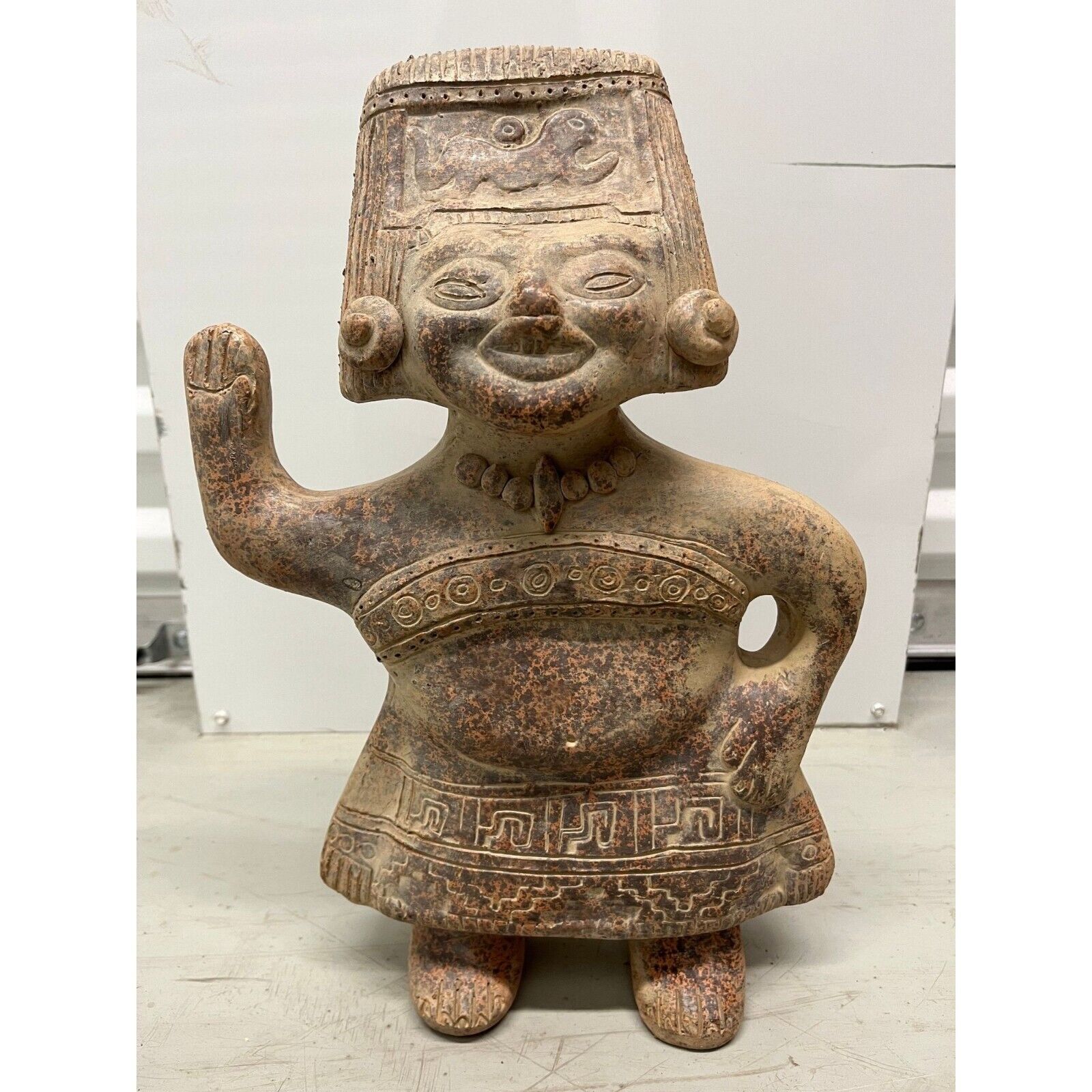 Vintage 1973 Souriant Dancer Terracotta Mayan Figurine Female Made In Mexico