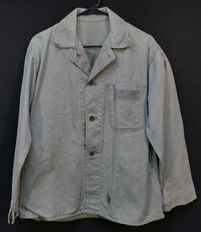 WWII USMC Marine Corps HBT Herringbone Twill Field Combat Shirt Blouse, Issued