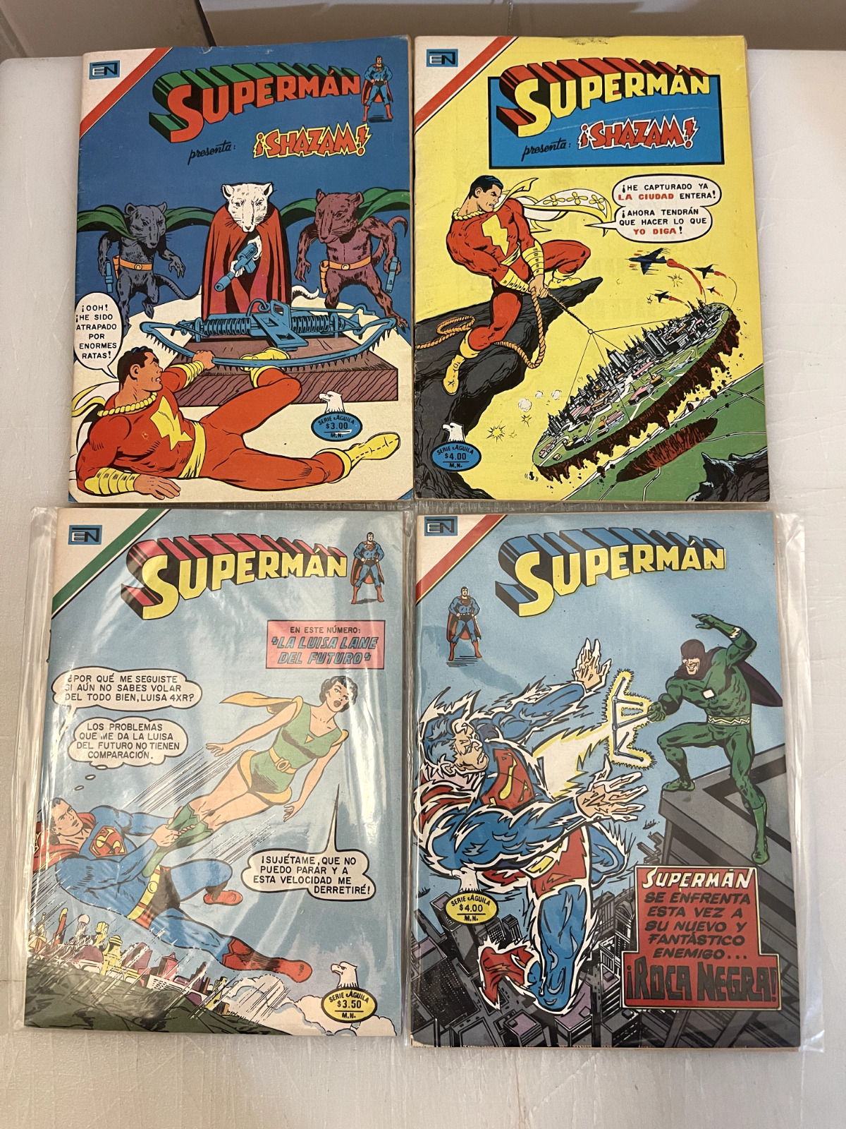 SUPERMAN NOVARO MEXICIAN LOT 8 BRONZE AGE SHAZAM RARE COMIC BOOKS IN SPANISH