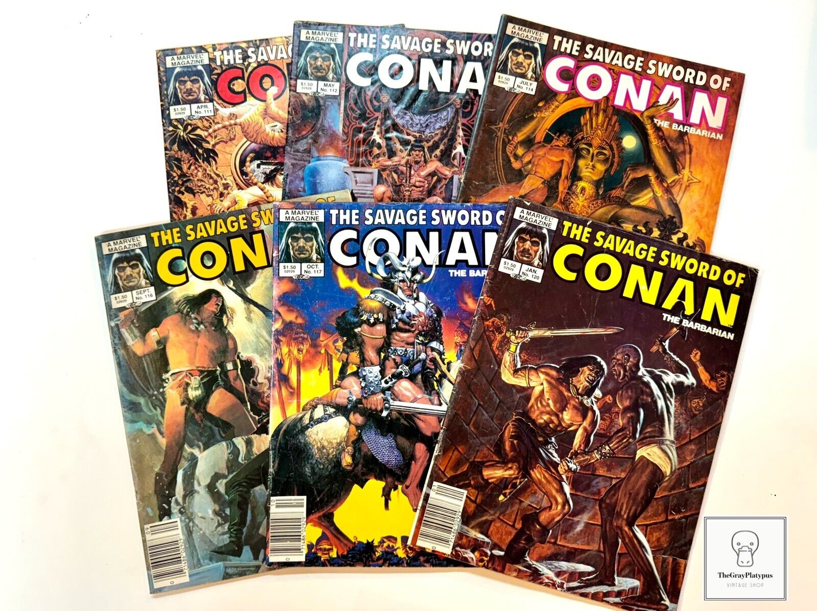 Lot of 6 Savage Sword of Conan #111, 112, 114, 116, 117, 120 Comic Books