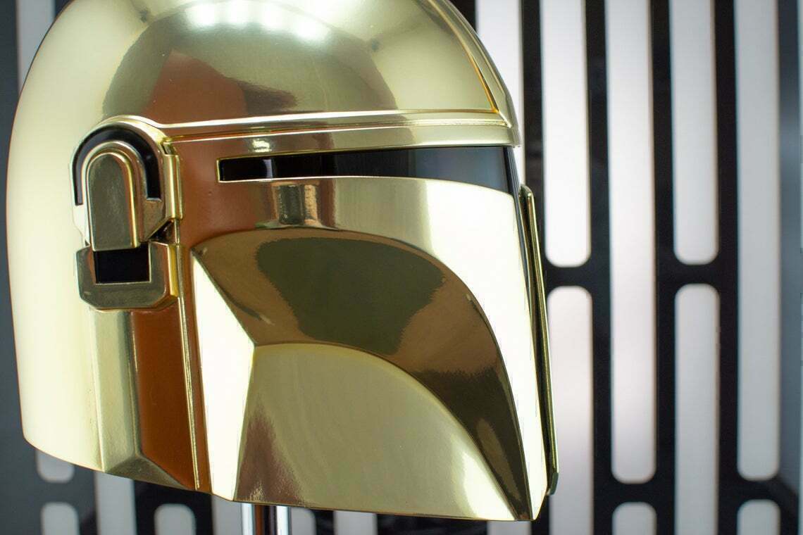 Handmade Star Wars Mandalorian Helmet Gold Chrome Bobba Fatt Helmet