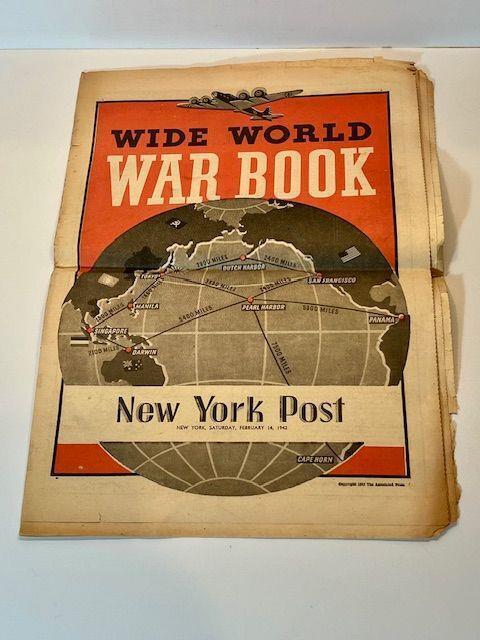 1942 February New York Post Wide World War Book Newspaper WWII Maps 16 Pages