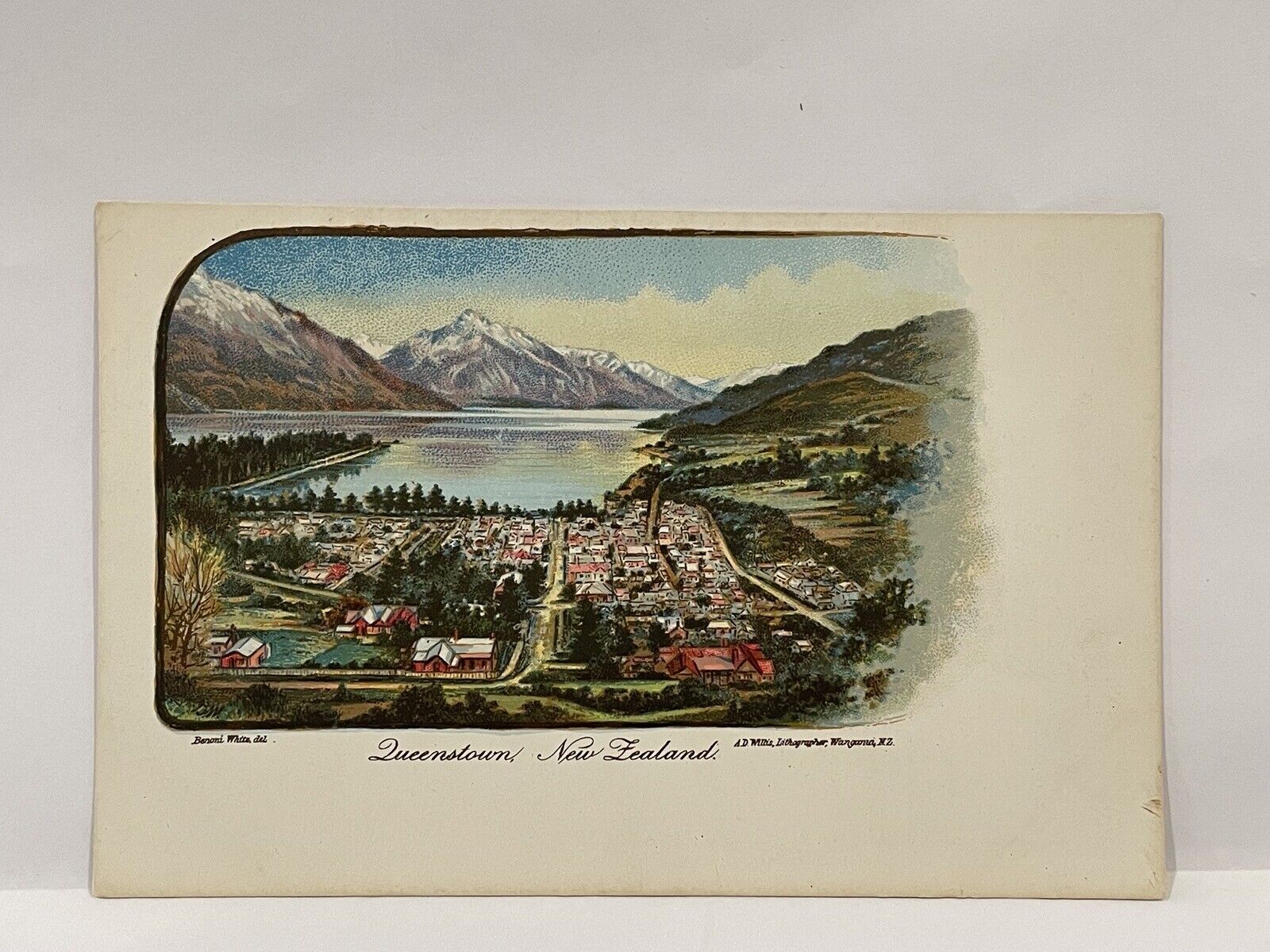 Queenstown. New Zealand. Decorated Back Postcard.