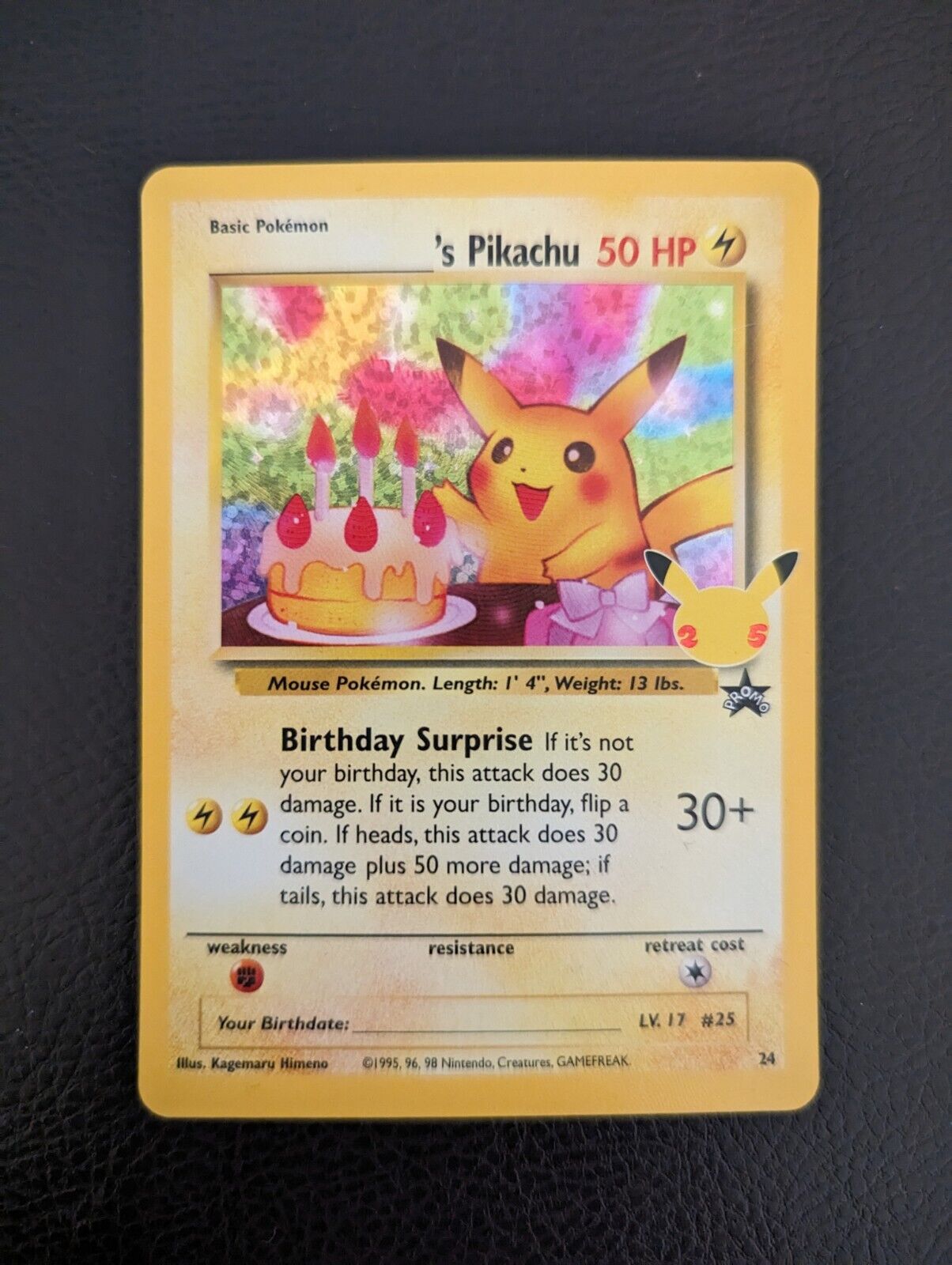 Pokémon TCG Birthday Pikachu Celebrations Classic Collection 24/53 Holo Rare NM