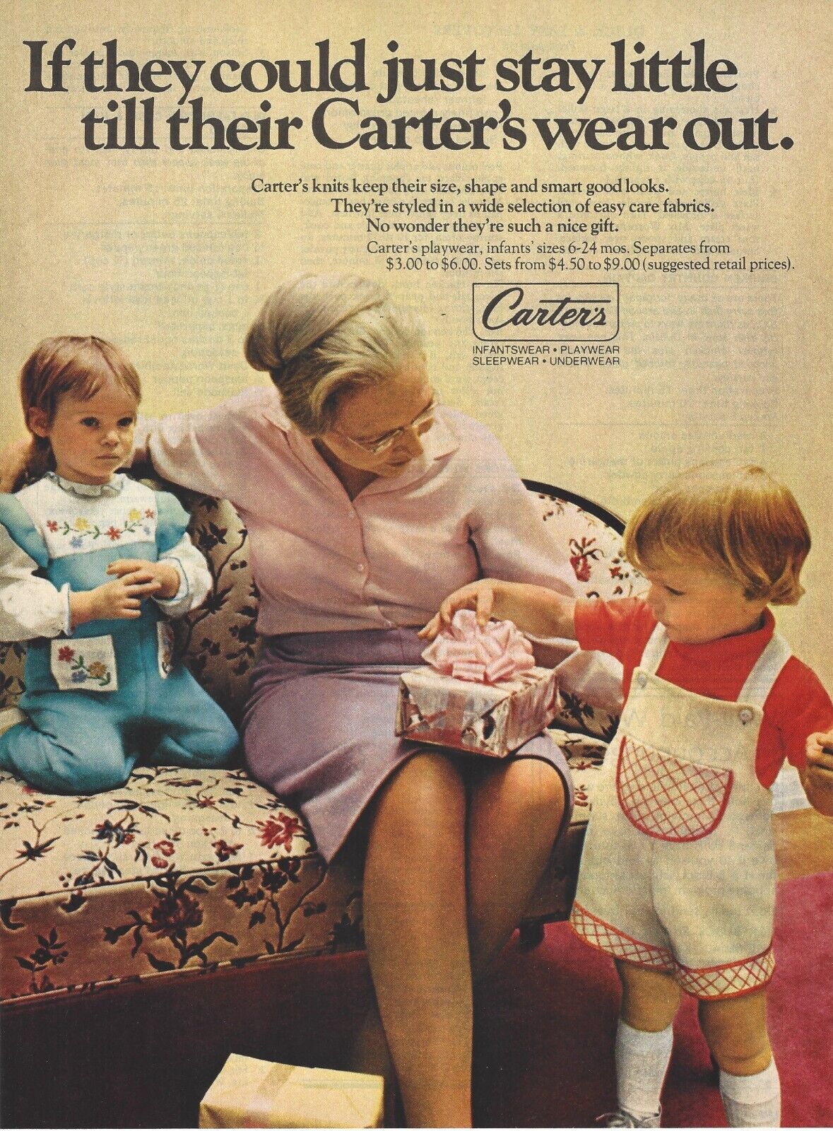1974 Carter\'s Playwear Children\'s Fashion vintage print ad 70\'s advertisement