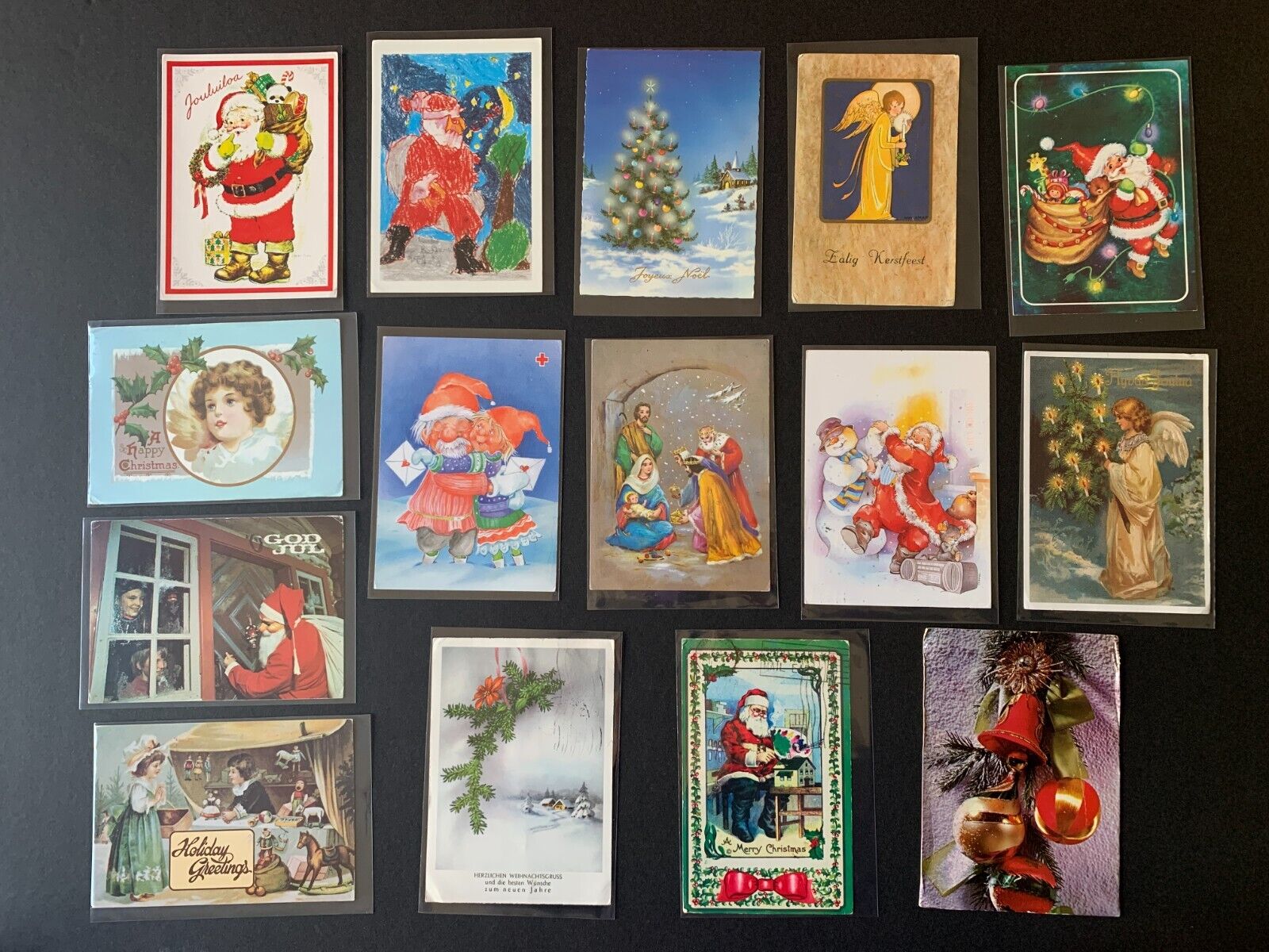 LOT - 14 Vintage Postcards - Holiday Christmas -Continental Size Mix L2308142333