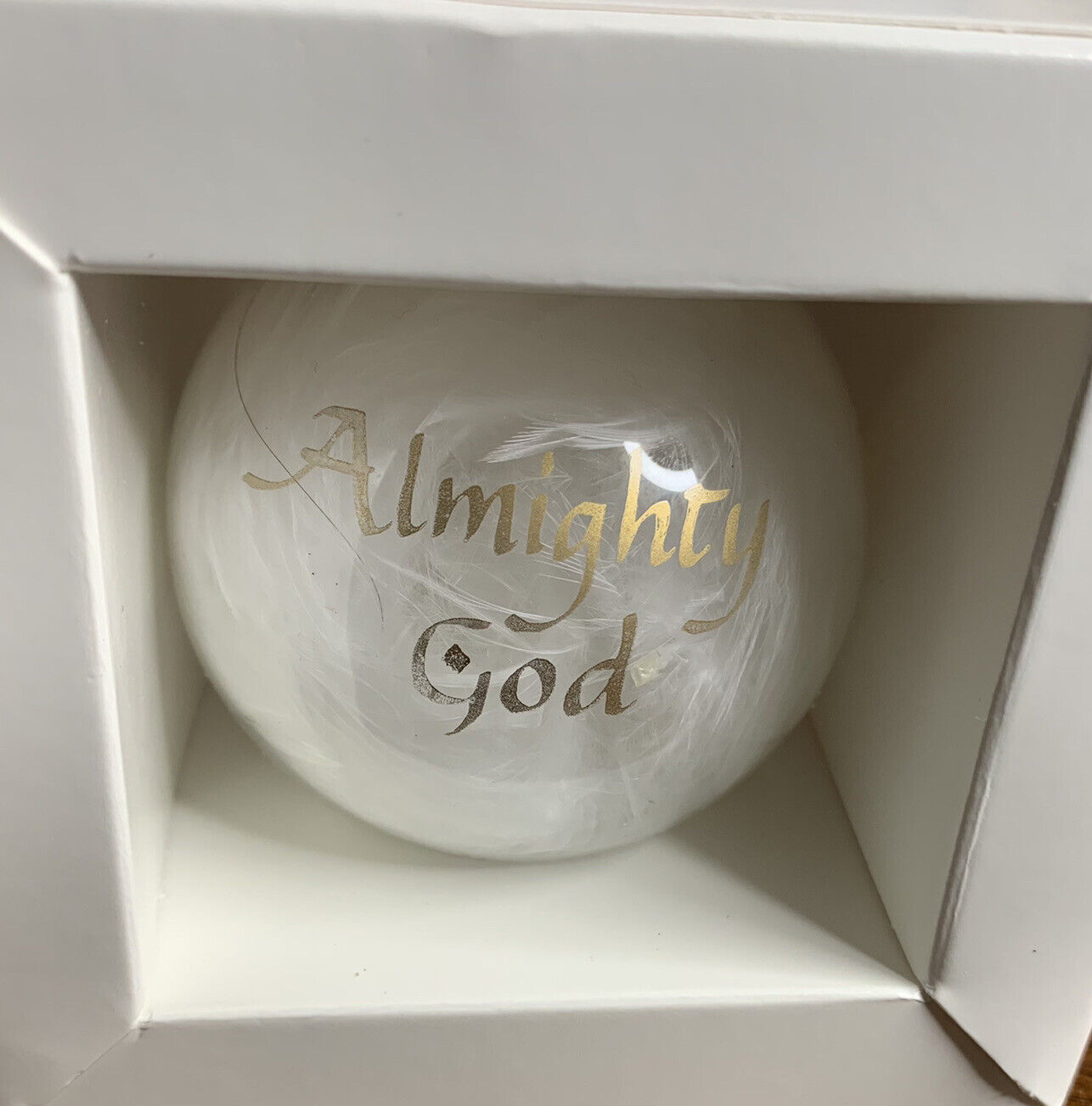 Heavenly Ornaments Almighty God White Ball Made in the USA (NIB)