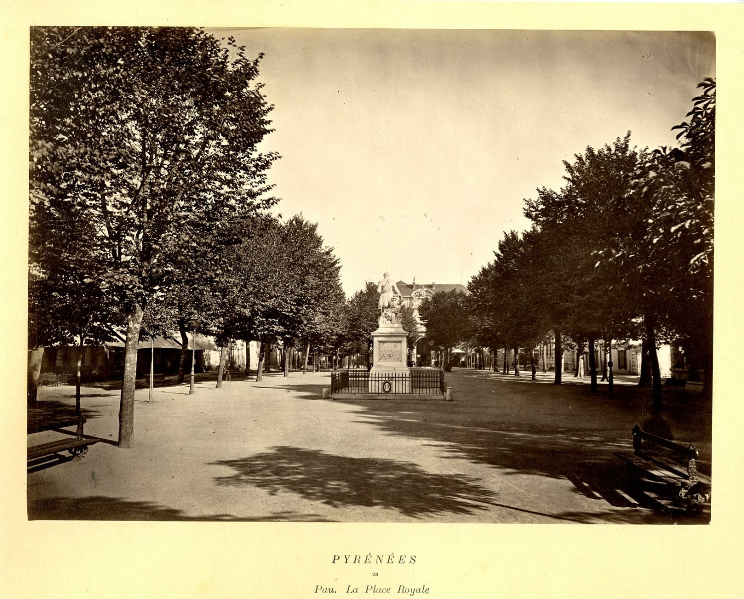 France, Pyrenees, Pau, La Place Royale France. Vintage Albumen Print. Print 