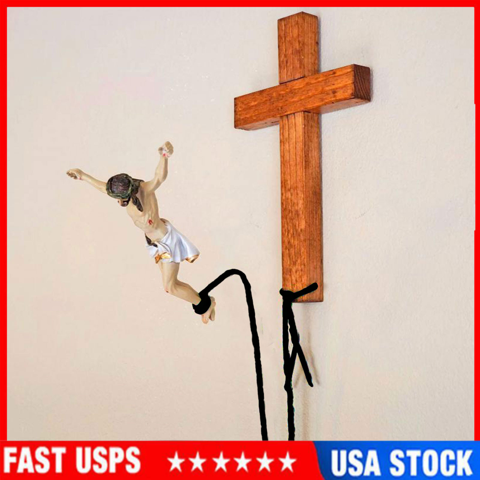 Bungee Jumping Jesus Cross Religious Decorations Hanging Easter Embellishments