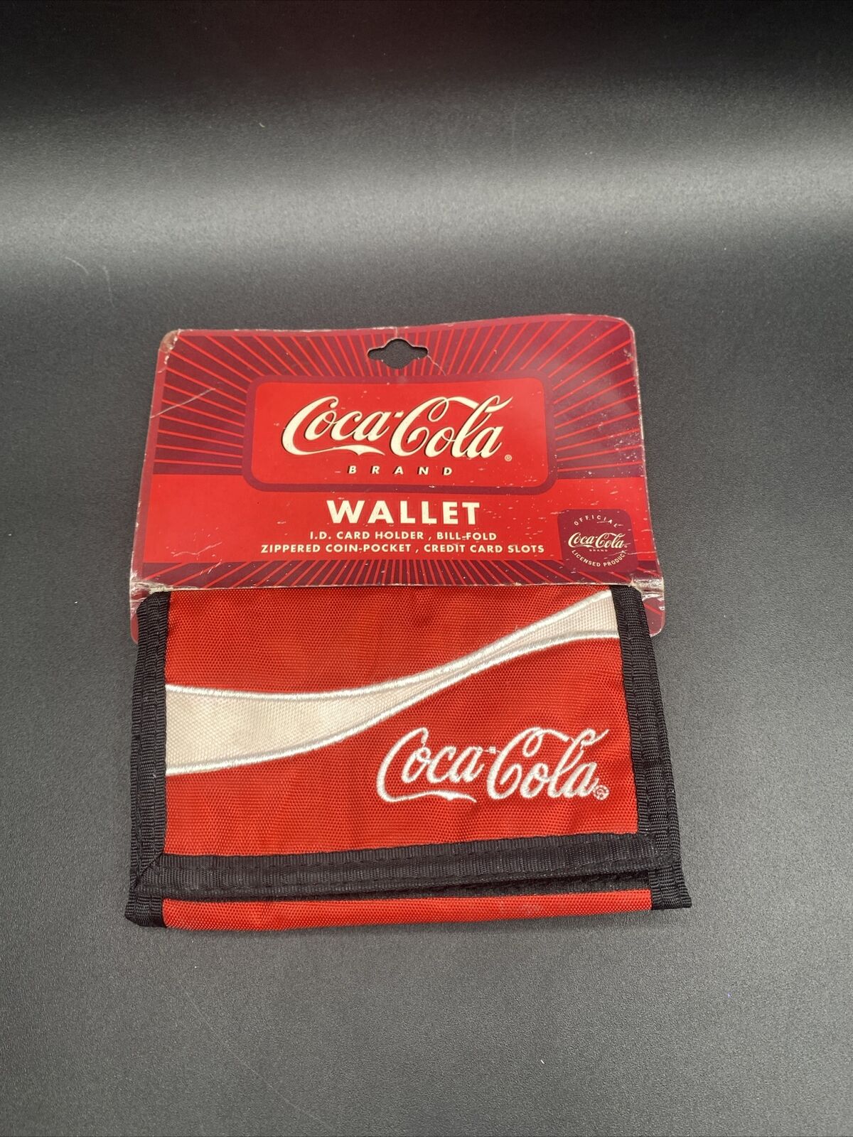 Vintage Coca Cola Wave Wallet Red Tri-Fold Classic Coke Wallet