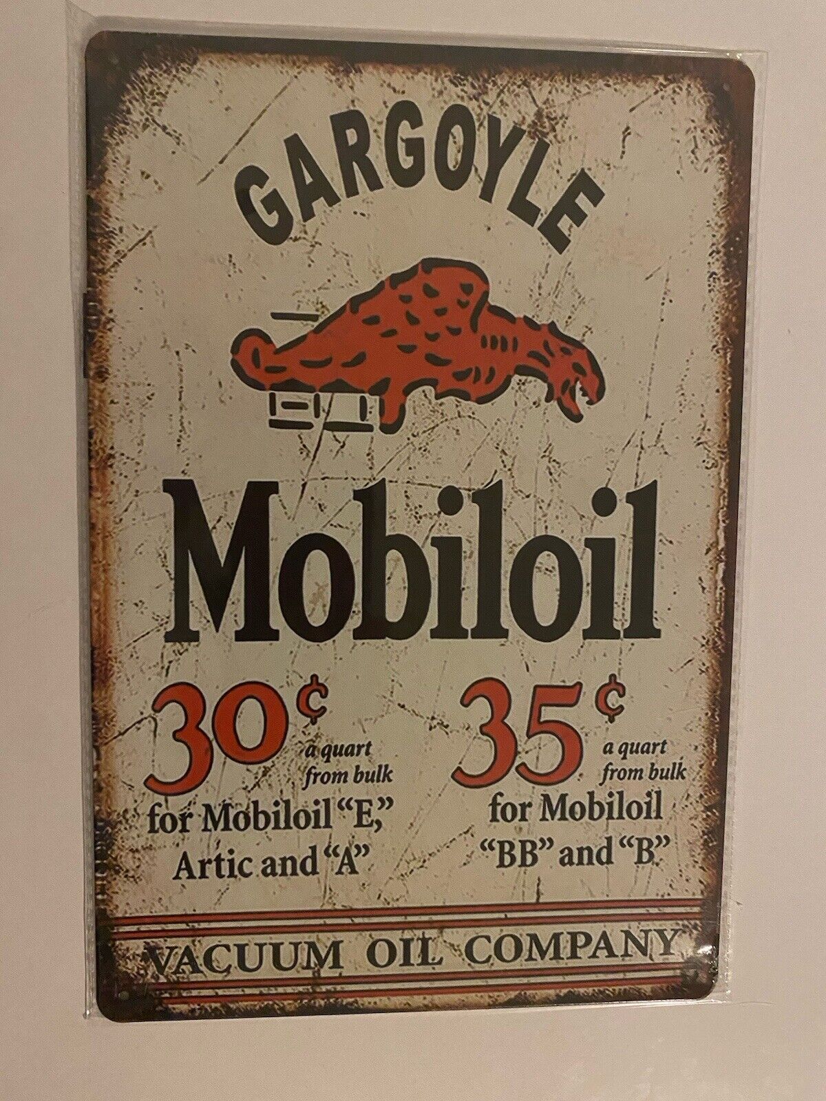 Gargoyle Mobiloil Sign - Vintage Style - Metal - Gas & Oil