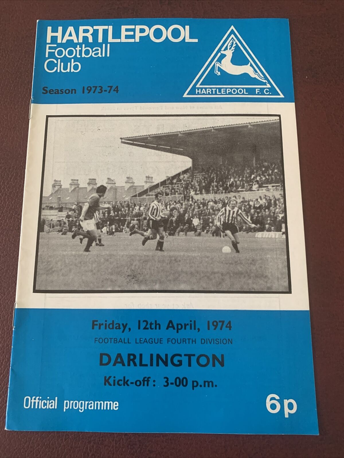 1974 Hartlepool United V Darlington Football  Soccer Match Programme