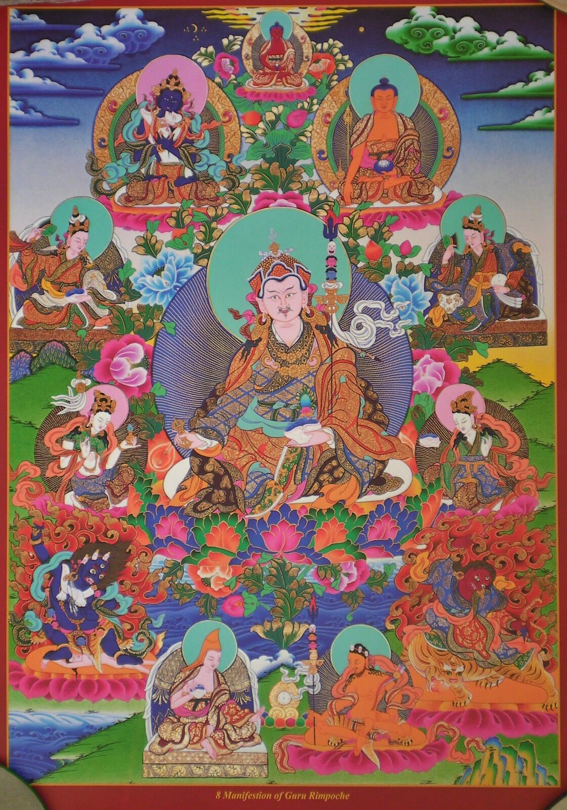 Tibetan Thangka Poster Eight Manifestations of Guru Rinpoche